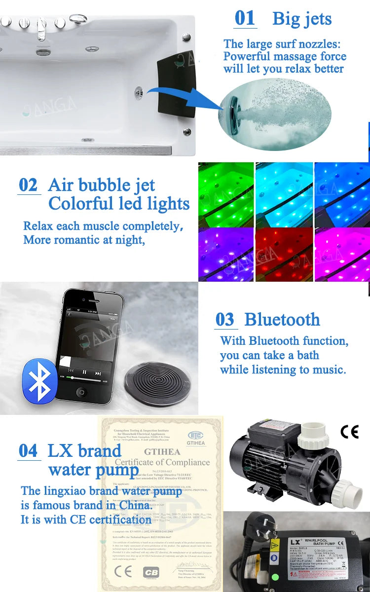 Customization Luxury Steam Shower Room with Jacuzzier Tub Hydro Therapy Massage Steam Bath Room Glass Shower Cabin Wet Sauna Roo