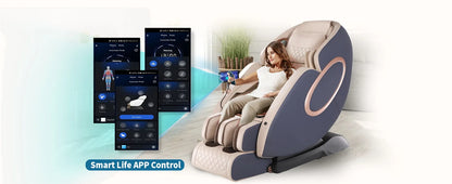 APP-Steuerung 4D-Massagesessel SL-Track Ganzkörper-Shiatsu-Massagesessel Zero Gravity mit Yoga-Stretching-Fußmassageroller