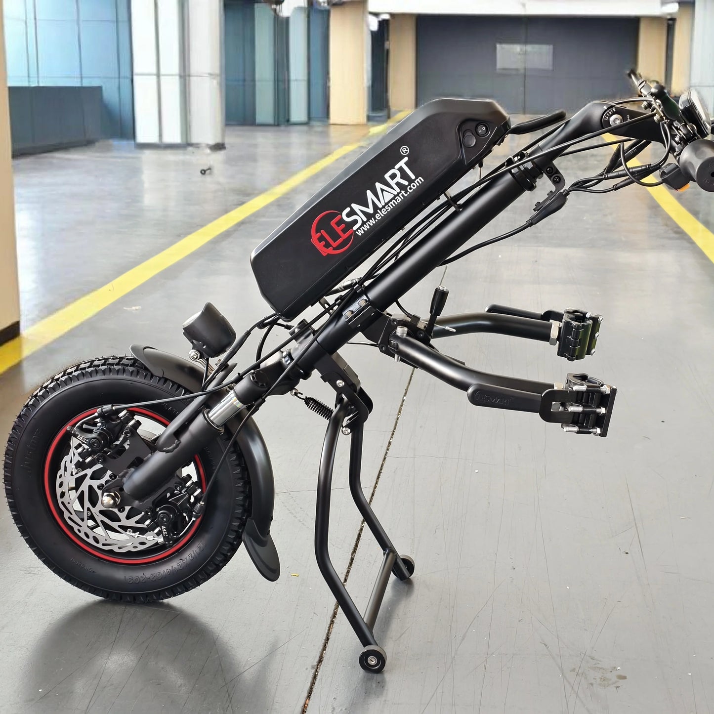 Elesmart Kit de conversion de tracteur de moto électrique 12 pouces 36V 250/350/500W fixation de fauteuil roulant pour aide aux personnes handicapées