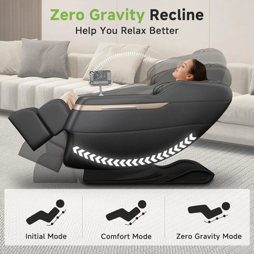 Ganzkörper-Massagesessel 2025, Zero-Gravity-Shiatsu-Massagesessel, Taillen- und Wadenheizung, Fußmassage,