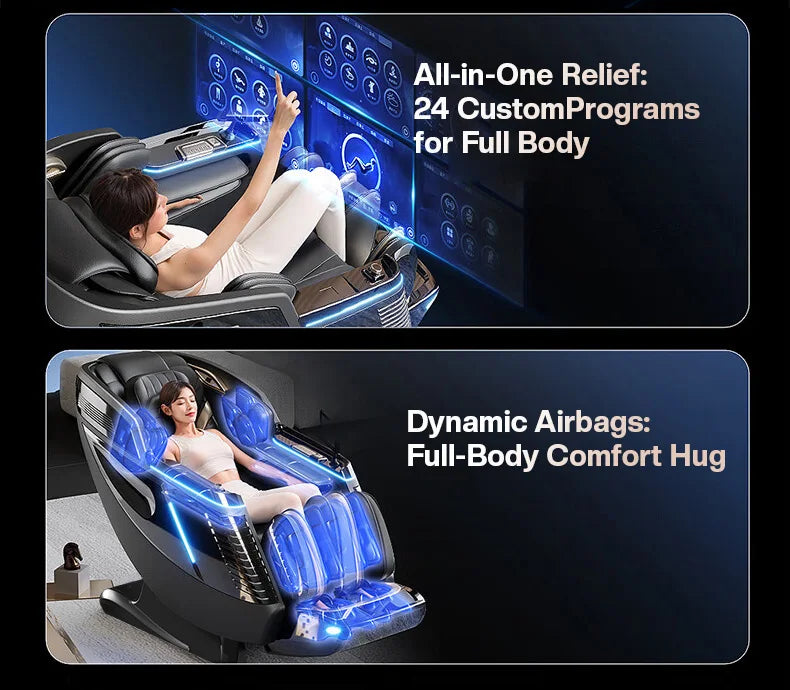 New Tech Zero Gravity Ganzkörper-Luxus-Luftsack, ersetzt Sofa, Sonic Massage, Smart Dual Core elektrischer Massagesessel