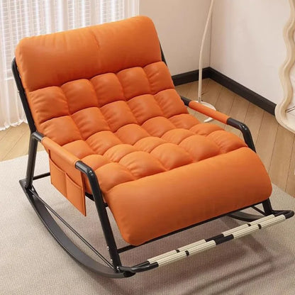 Living Room Reclining Rocking Chair Soft Removable Cushion Lounge Chair with Foldable Footrest Modern Home Office Relaxing Chair