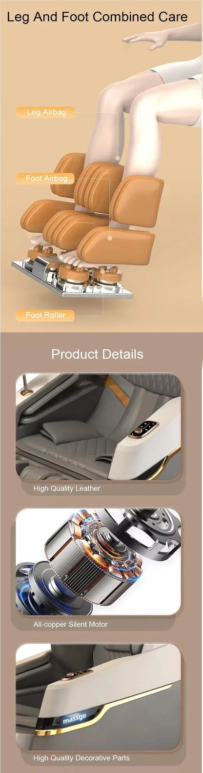 4D SL Track Massagesessel Zero Gravity Relaxsessel Ganzkörper Airbag Massage Sofa Touchscreen Bürostuhl 3 Jahre Garantie Kk