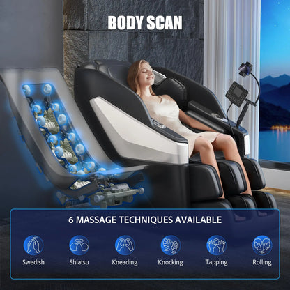SL Track 3D Massage Chair with Body Scan, Zero Gravity Shiatsu Massager Chair with Heat, Foot Roller, Bluetooth for Home Office