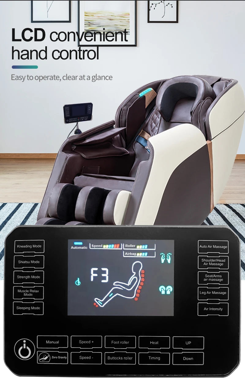 4D Ganzkörper-Massagesessel Zero Gravity Shiatsu-Massagesessel Bluetooth-Lautsprecher, Airbags, Heizung und Fußmassage