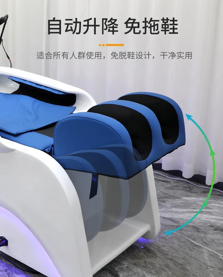 ss D Automatic Intelligent Electric Massage Shampoo Bed Barber Shop Ceramic Basin Flush Bed Hair Salon