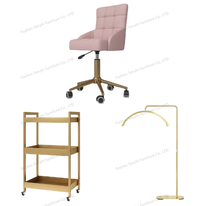 Luxuriöses elektrisches Schönheitsbett mit goldenem Sockel, Leder-Massagebett, Salon-Gesichts-Wimpernliege mit Beleuchtung