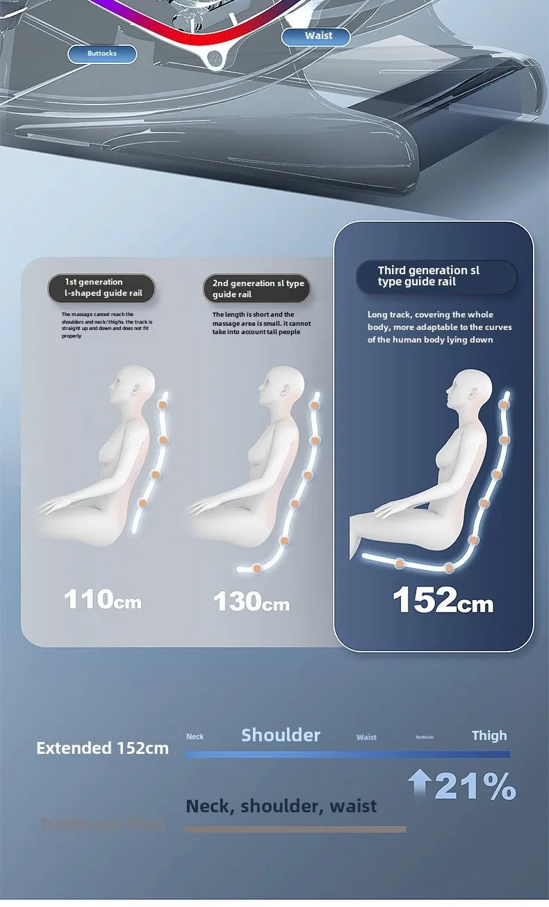 Ganzkörper-Zero-Gravity-Massagesessel mit Rücken-, Taillen-, Hüft-, Bein- und Fußmassage, 10 Rollen, Heizung, LCD-Touchscreen