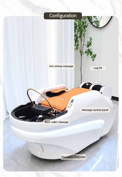 Custom luxury salon wash basin 4d full body electric massage spa beds wide shampoo bed
