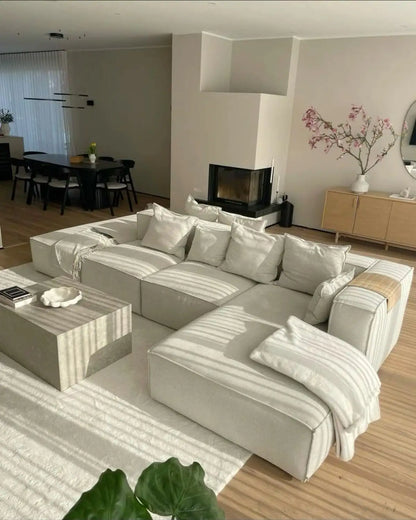 Minimalistische Multi-Seat Leder Ecksofa Kombination Modern Einfaches Wohnzimmer Sofas Erste Schicht Rindsleder L-Form Sofa-Set