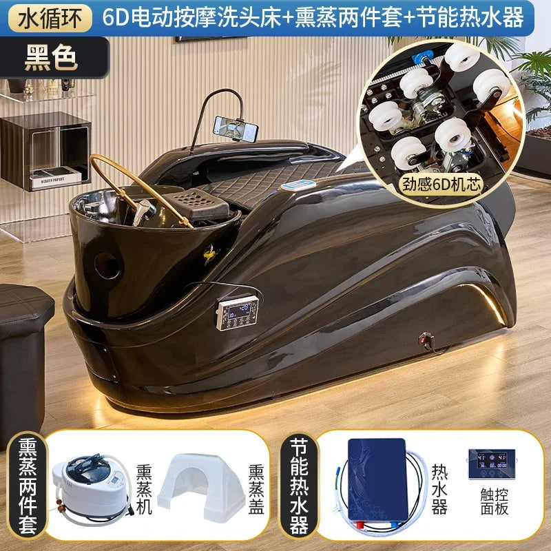 Elektrisches intelligentes Massage-Shampoo-Bett für Friseursalons, spezielles Begasungs-Kopfbehandlungs-Wasserzirkulationsbett