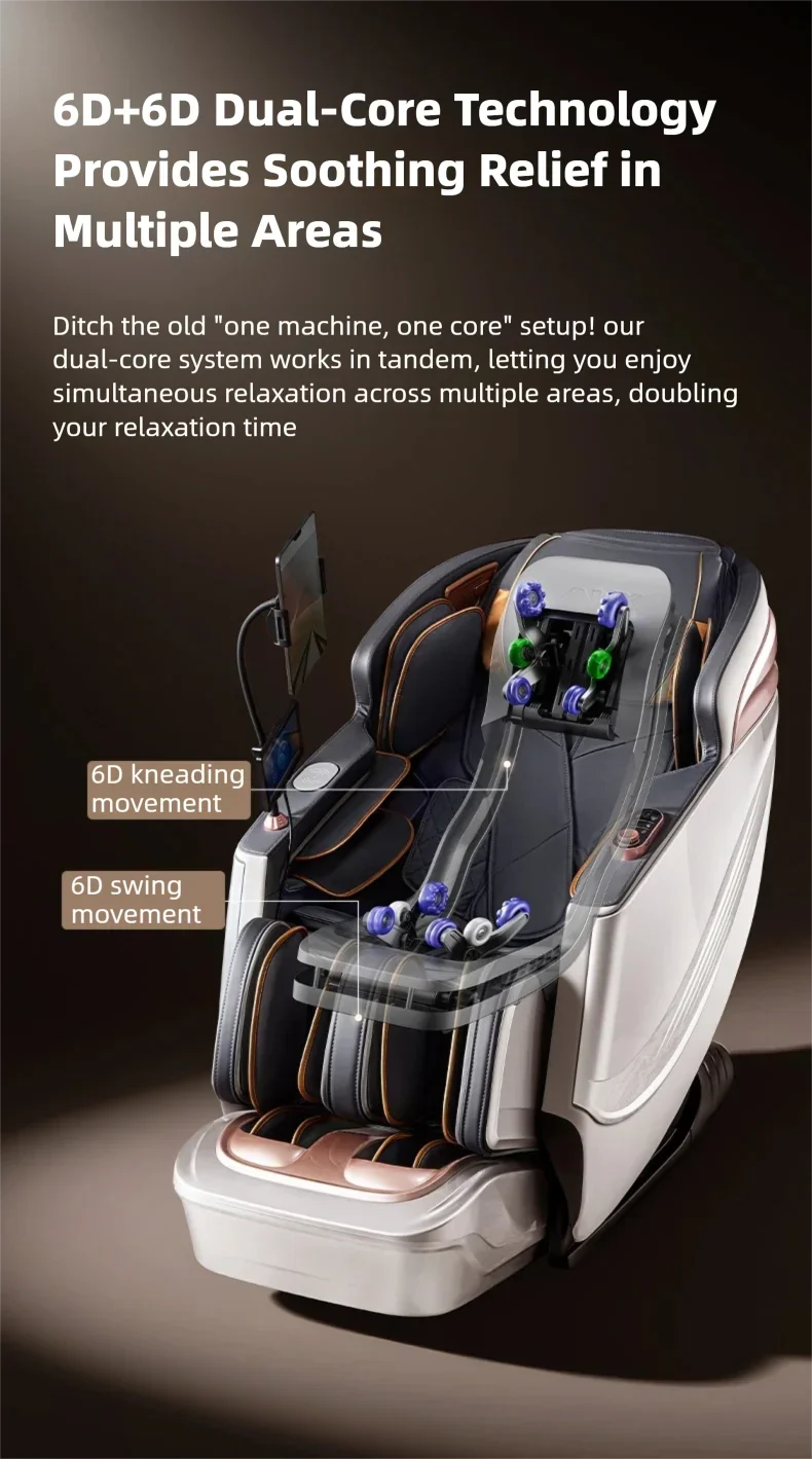 6D Smart Sensory Dual Movement SL-Track Massage Chair Thai Stretch Electric Leg Lift Leisure Sofa Zero Gravity Home Office Chair