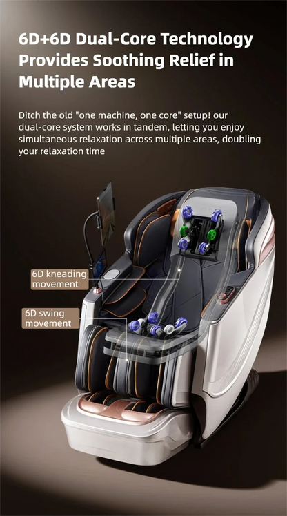 6D Smart Sensory Dual Movement SL-Track Massage Chair Thai Stretch Electric Leg Lift Leisure Sofa Zero Gravity Home Office Chair