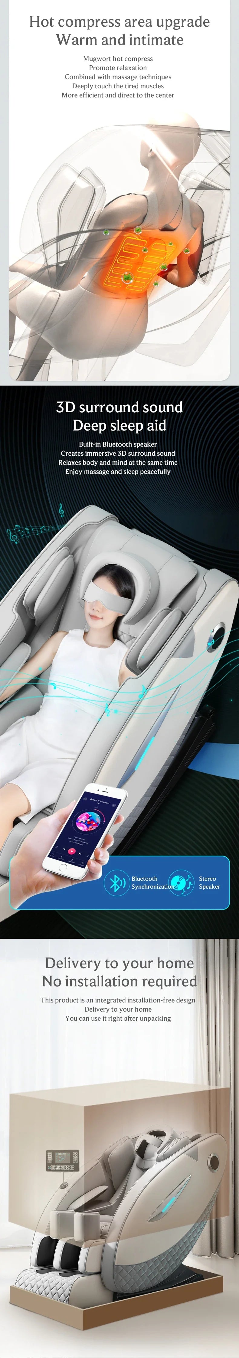4D-Massagesessel mit Ganzkörperentspannungsfunktion 2025 Zero Gravity SL-Track Shiatsu mit Bluetooth-Lautsprecher und KI-Steuerung