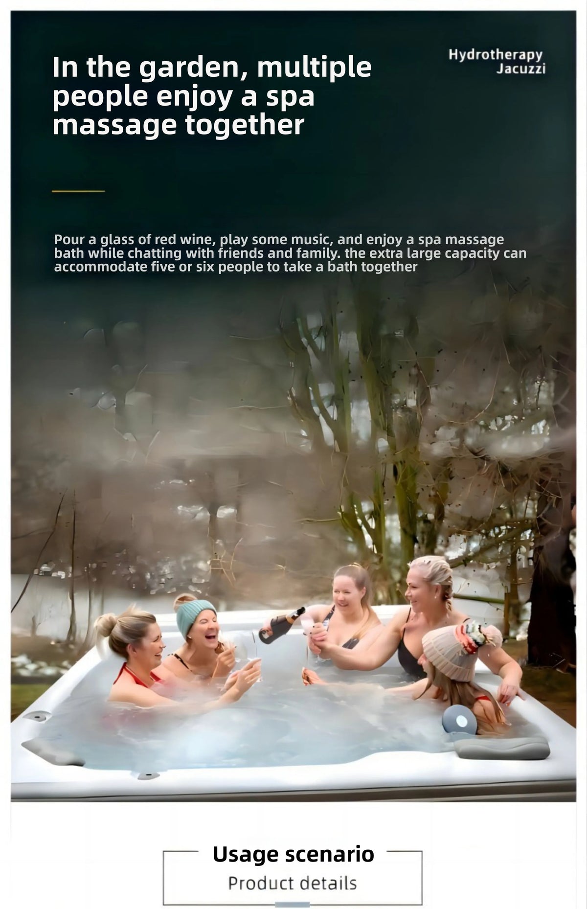Outdoor-Jacuzzi-SPA-Whirlpool, großer Acryl-Massagebadewanne, intelligenter thermostatisch beheizter Pool, Villa, Hof, Hotel, Resort