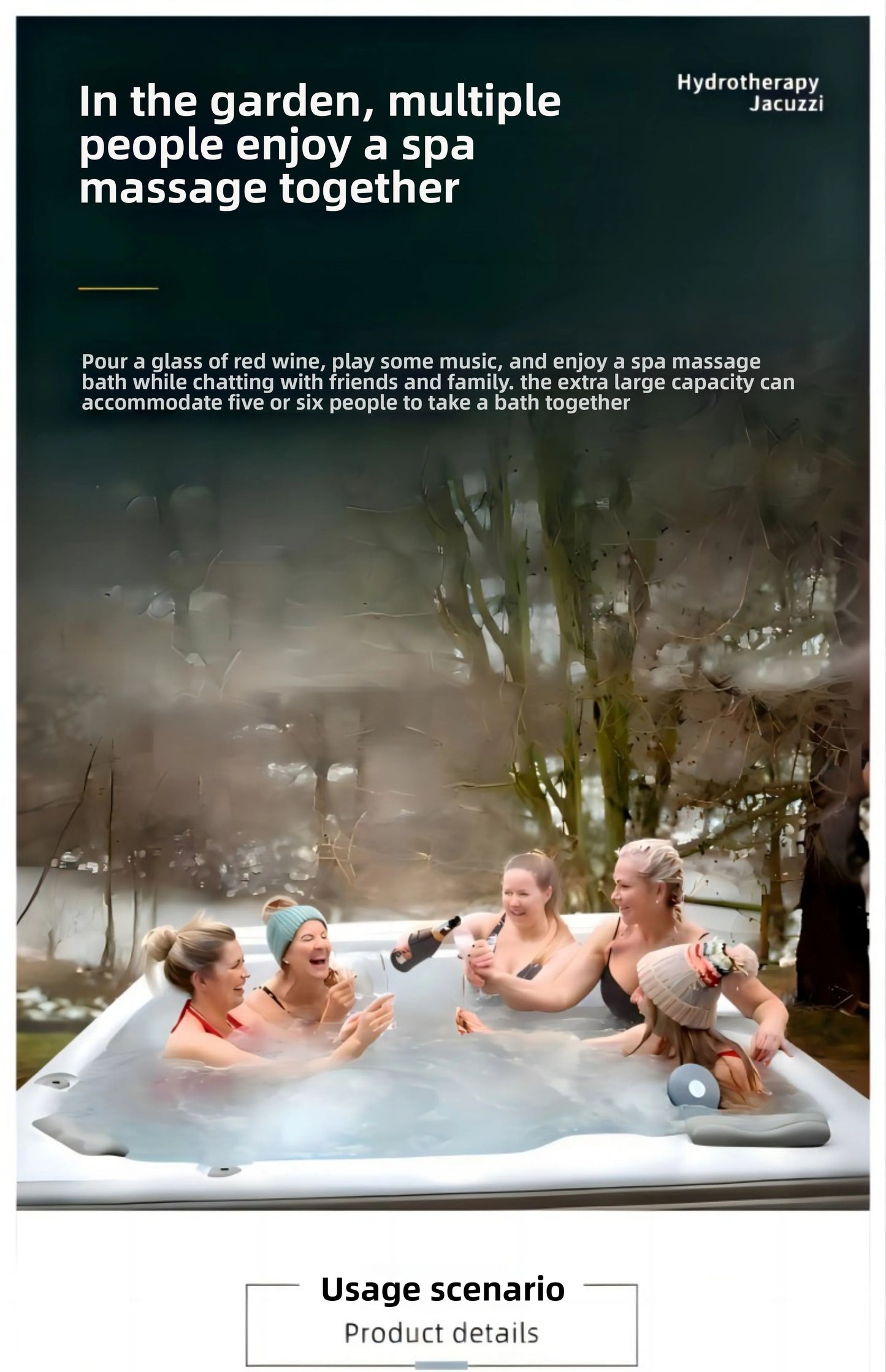 Outdoor-Jacuzzi-SPA-Whirlpool, großer Acryl-Massagebadewanne, intelligenter thermostatisch beheizter Pool, Villa, Hof, Hotel, Resort