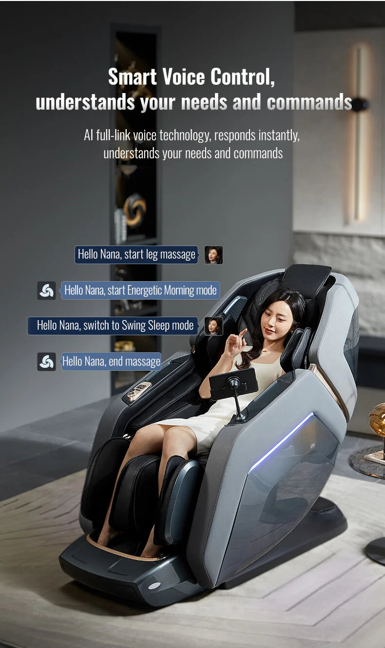 Luxury Zero Gravity Massage Chair Intelligent Home Heating Recline Full Body Airbag Shiatsu Knead Multifunctional Leisure Sofa