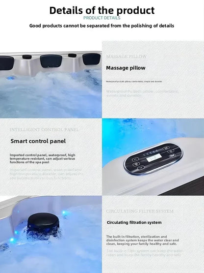 Smart Whirlpool Jacuzzi Spa-Wanne Tragbare Innen- und Außen-Badewanne mit Surfmassage Außen-Massagebadewanne Luft-Wasserdüse Möbel