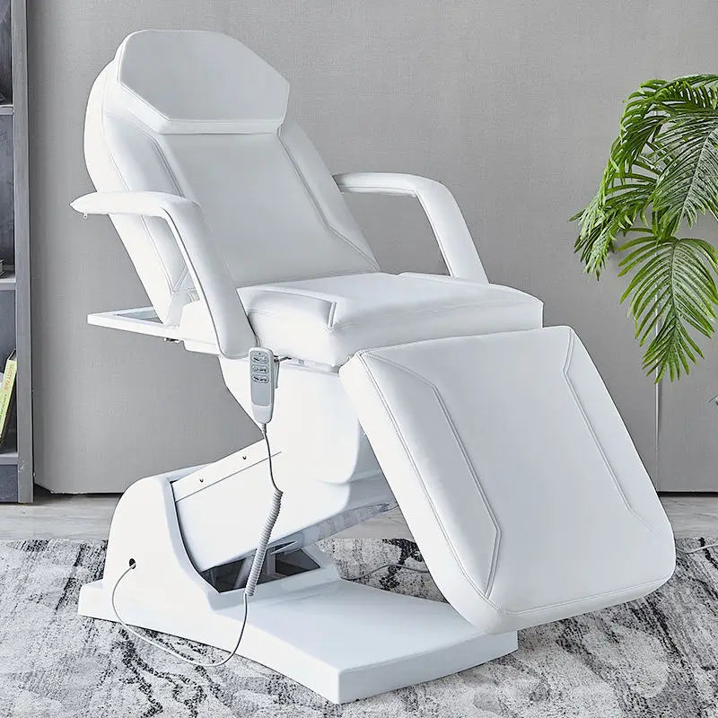 Eyelash Extension Bed Electric Multi-Functional Standing Ivory White PU Leather 3-Motor Electric Massage Bed Beauty Tattoo Bed