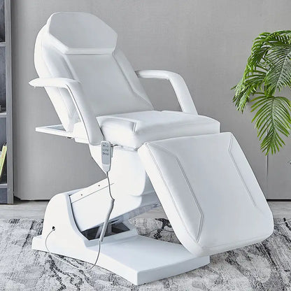 Eyelash Extension Bed Electric Multi-Functional Standing Ivory White PU Leather 3-Motor Electric Massage Bed Beauty Tattoo Bed