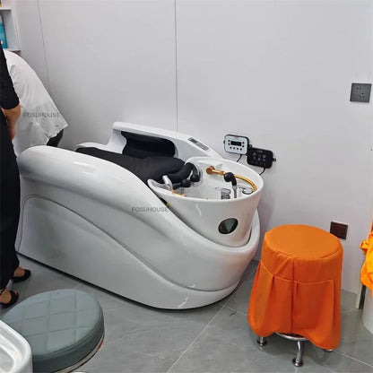 Massage-Shampoo-Bett Friseur-Haarsalon Elektrischer Laden Multifunktions-Shampoo-Stuhl Salonmöbel Begasungsmassagebett