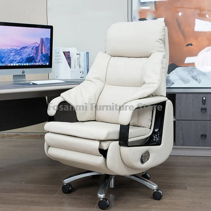 Elektrischer bequemer Bürostuhl für Chefs und Führungskräfte aus Leder, Liegestuhl, weiche Heimbürostühle, ergonomischer Gaming-Schreibtisch-Drehstuhl