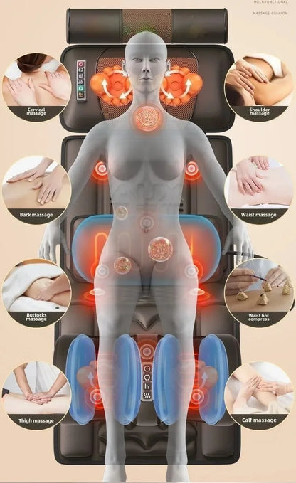 Ganzkörpermassage-Matratze Wellenförmige Vibrationsentspannung mit Fingerdruck-Kissen Rücken-Fuß-Massage Manuelle Airbag 12V3A Adapter