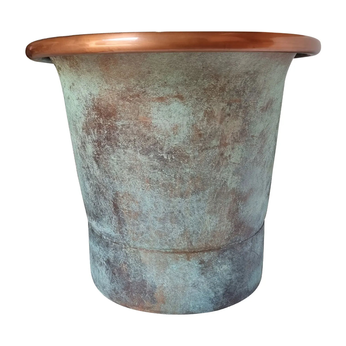 Grün Patiniertes Antik-Finish Freistehende Badewanne aus Kupfer Hochwertige handgefertigte elegante Standfuß-Badewanne