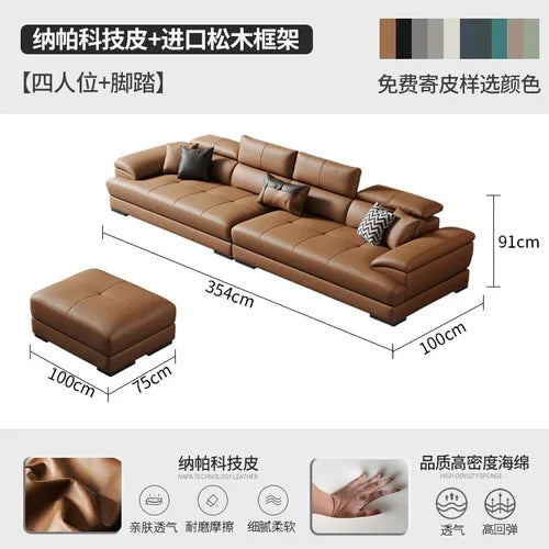 Europäisches Wohnzimmer-Sofa Echtleder-Ecksofa Modulares Luxus-Sofa Sala De Estar De Luxo Moderne Möbel