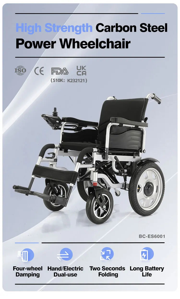Baichen Best Sale Folding Smart Ergonomic Seat Wheel Chair Manual Electric Wheelchair For The Elderly