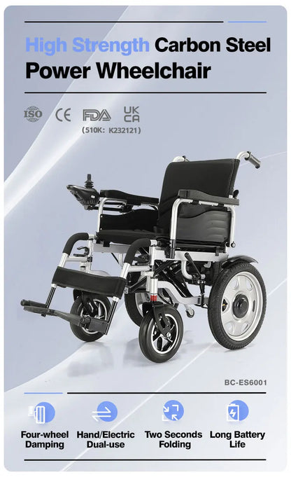 Baichen Best Sale Folding Smart Ergonomic Seat Wheel Chair Manual Electric Wheelchair For The Elderly