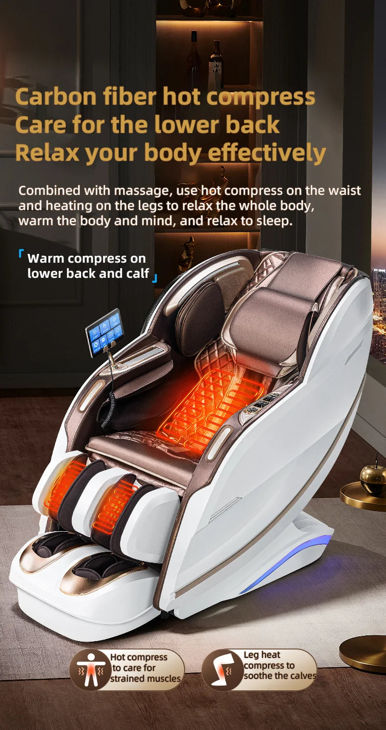 Zero Gravity 4D Massagesessel SL-Track (L-Track) Ganzkörper-Luftmassage Elektrischer Relaxsessel für Heimbüro 3 Jahre Garantie