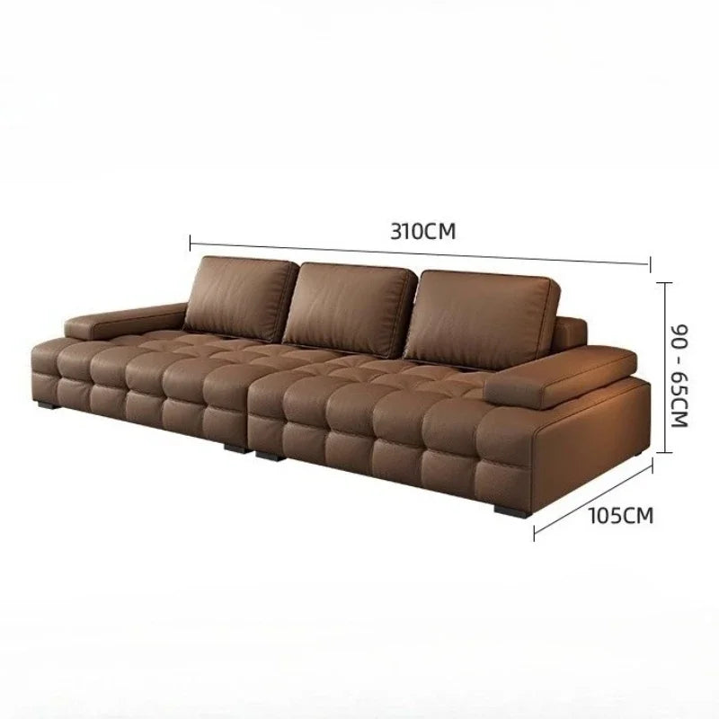 Modern Minimalistisches neues Leder Wohnzimmer Lawrence Italienisches leichtes Luxus gerades L-förmiges modulares Faules Weiches Tatami Lounge Sofa
