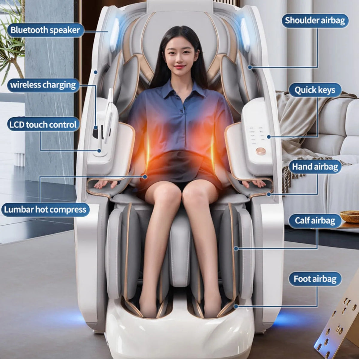 4D Zero Gravity Massage Chair SL-Track Full Body Airbags Heating Foot Rollers Shiatsu Thai Stretch  AI Voice 3-Year Warranty