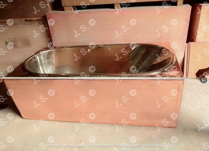 Grün Patiniertes Antik-Finish Freistehende Badewanne aus Kupfer Hochwertige handgefertigte elegante Standfuß-Badewanne