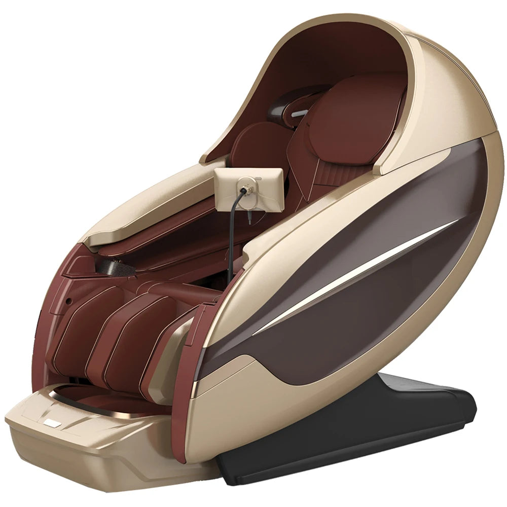 OSKOR 4D Zero Gravity Massagesessel Ganzkörperkabine mit Schlafhaube – Shiatsu Massagesessel mit Wärme, Körperscan, SL-Schiene