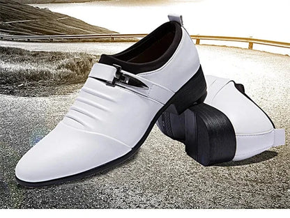Herren-Business-Slipper aus weißem Leder mit spitzer Zehenpartie (Größen 38–48)