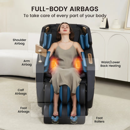F12 Moderner Kunstleder-Relax-Sessel mit elektrischer Liegefunktion, Heizung, Massagefunktion und Musikwiedergabe, Ganzkörper für Wohnzimmer Sofa, Schwerelosigkeit
