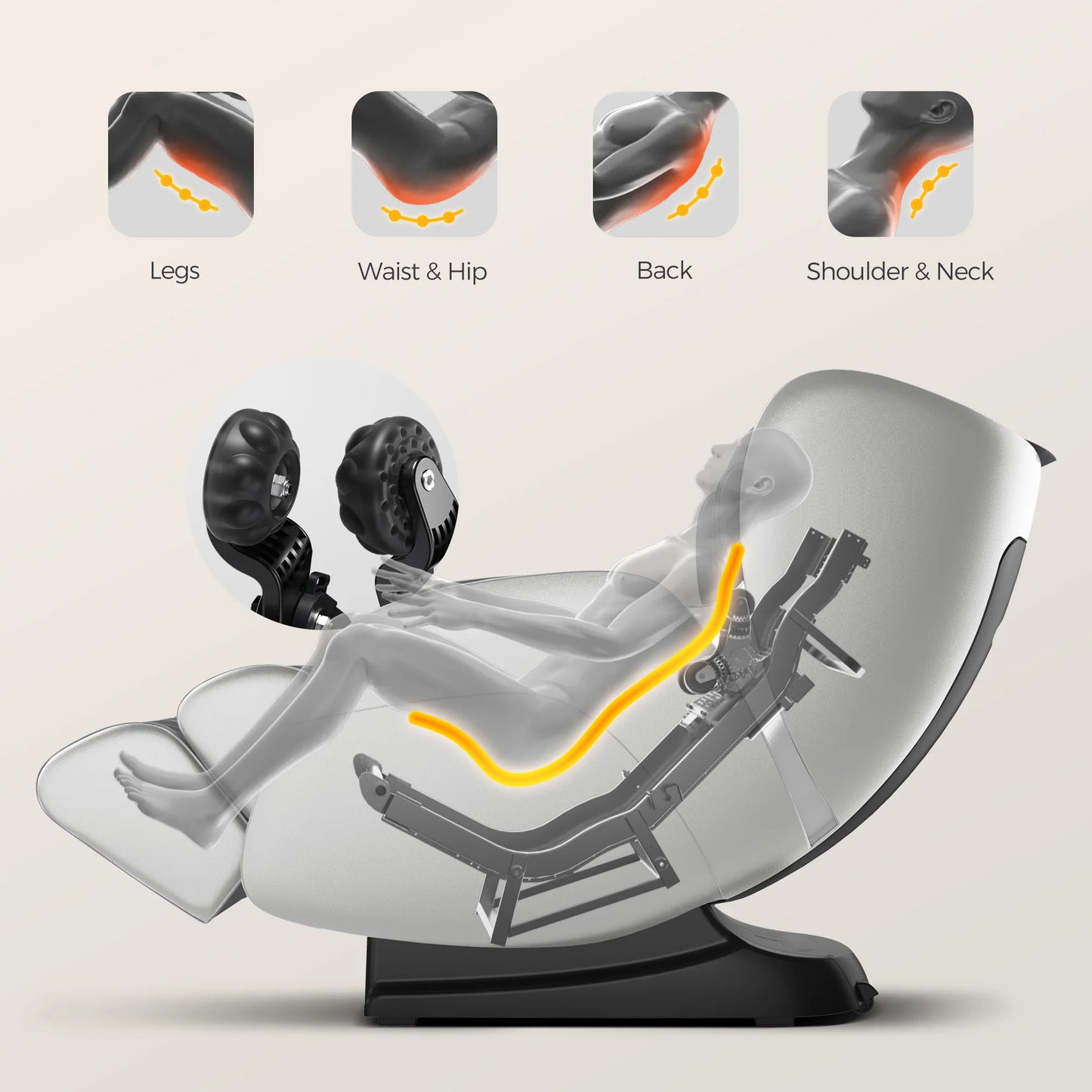 2 Jahre Garantie 4D SL Airbag Zero Gravity Ganzkörper-Massagesessel Home 3D Büro-Fußroller Shiatsu Bürostuhl Massagesofa