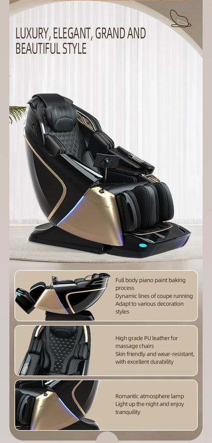 New 4D+4D Massage Chair Full Body Daul Core Zero Gravity Sl-Track Shiatsu Massage Chair with Heat Body Scan Health Check Stretch