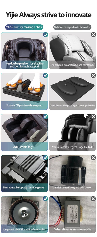 4D Ganzkörper-Massagesessel Zero Gravity Shiatsu-Massagesessel Bluetooth-Lautsprecher, Airbags, Heizung und Fußmassage