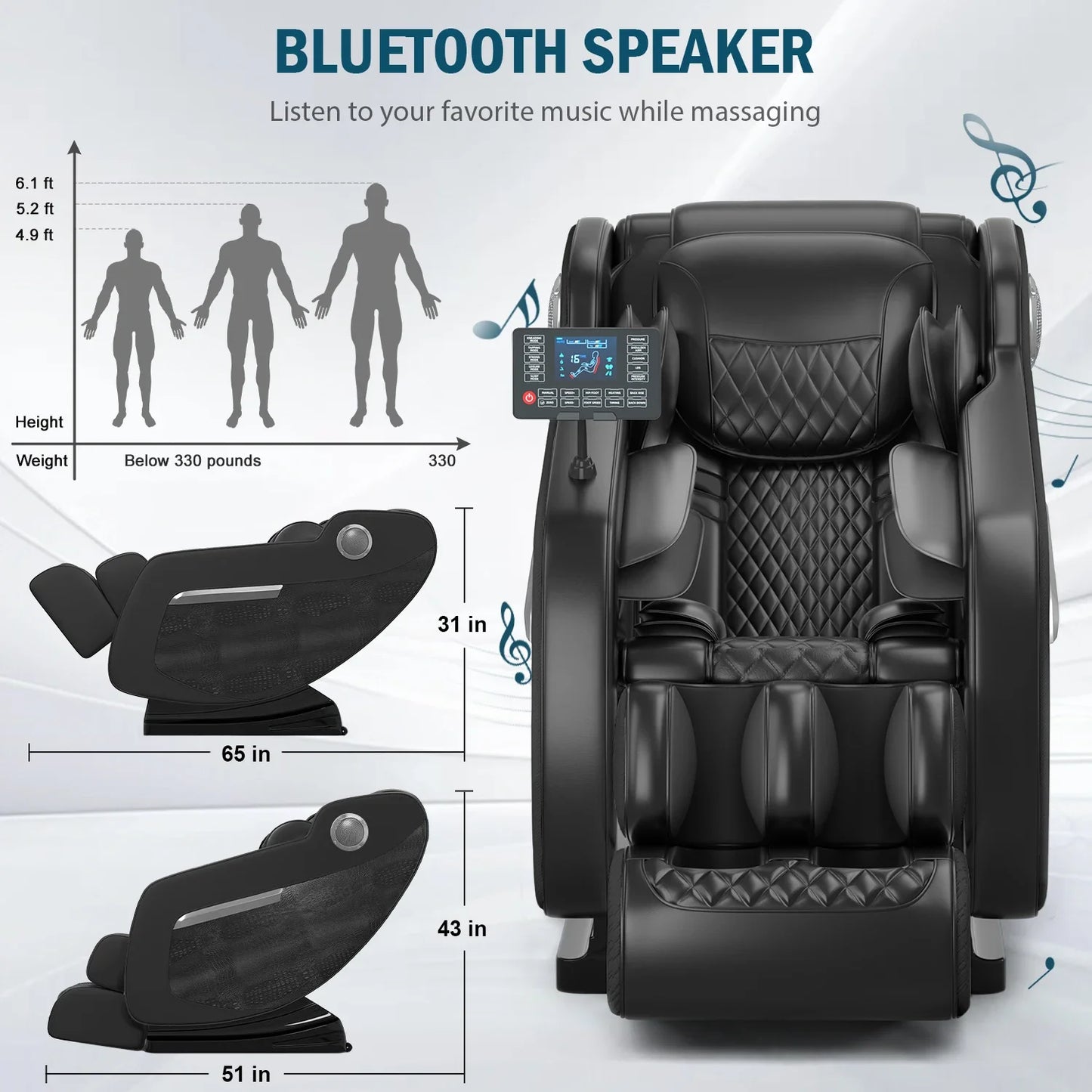 2025 7ft Professioneller Ganzkörper-Elektromassagesessel 400Lbs Kapazität 4D Massage Schwerelosigkeit Multifunktions-Heimmöbel