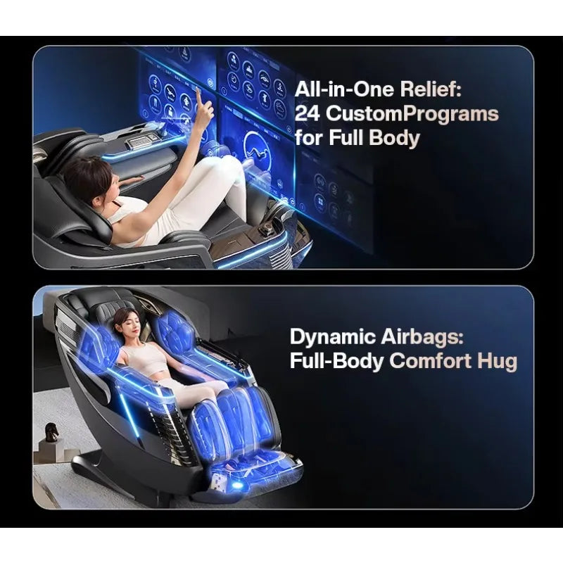 2026 Deluxe Dual Core 4D SL Track Massagesessel mit Zero-Gravity-Körperscan Bester 3D-Luxus-Massagesessel