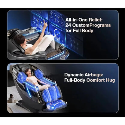 2026 Deluxe Dual Core 4D SL Track Massagesessel mit Zero-Gravity-Körperscan Bester 3D-Luxus-Massagesessel