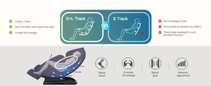 APP-Steuerung 4D-Massagesessel SL-Track Ganzkörper-Shiatsu-Massagesessel Zero Gravity mit Yoga-Stretching-Fußmassageroller