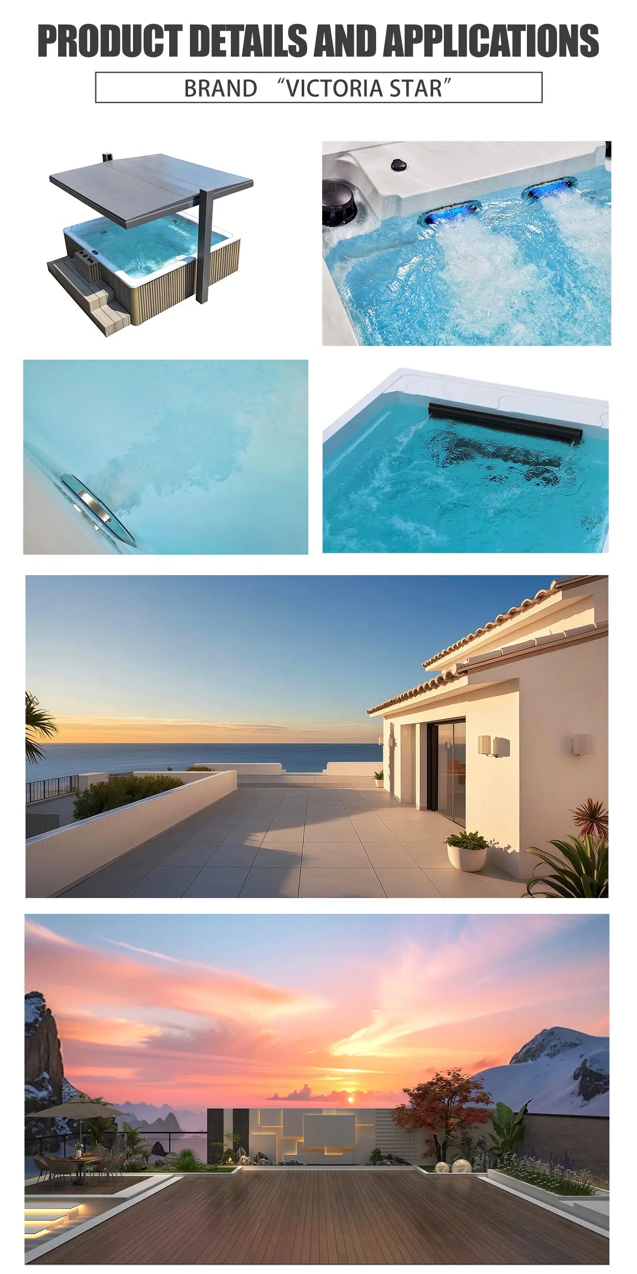 Endless Swim Spa Pool Outdoor Whirlpool Hot Tub ABS Acryl-Massage-Schwimmbecken