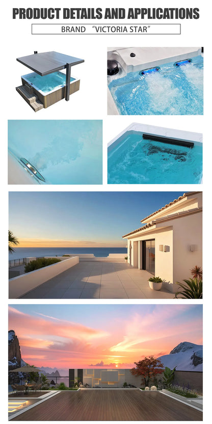 Endless Swim Spa Pool Outdoor Whirlpool Hot Tub ABS Acryl-Massage-Schwimmbecken