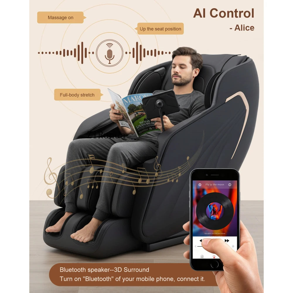 Ganzkörpermassagesessel Zero Gravity Fußrollen Rückenheizung LCD-Touchscreen SL-Track