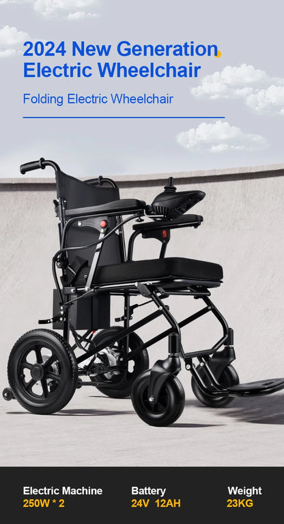 Hochwertiger faltbarer Elektrorollstuhl aus Aluminiumlegierung – Automatischer Gehwagen und Rollator für ältere und behinderte Pendler