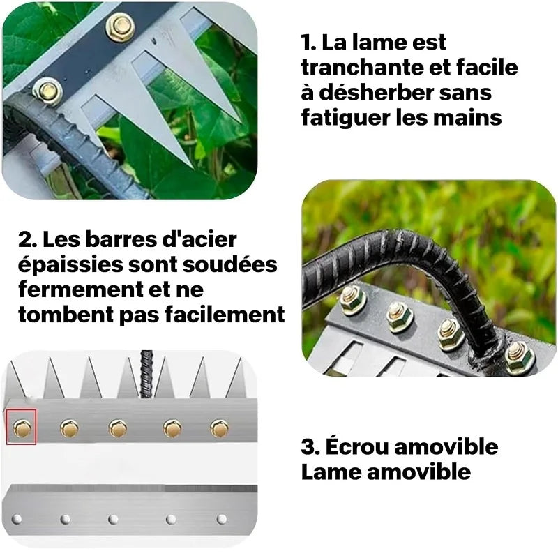 Râteau de désherbage de jardin à 8/7/6/5 dents, houe de jardinage en métal robuste, outil agricole pour le jardinage, désherbage, ameublissement du sol